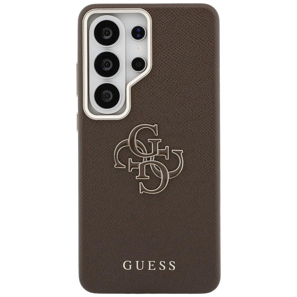 Hülle für Samsung Galaxy S26 Ultra S948, Guess, 4G Grained Big and Classic Logo, Braun