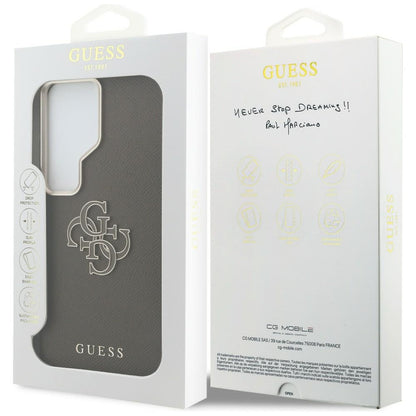 Hülle für Samsung Galaxy S26 Ultra S948, Guess, 4G Grained Big and Classic Logo, Braun