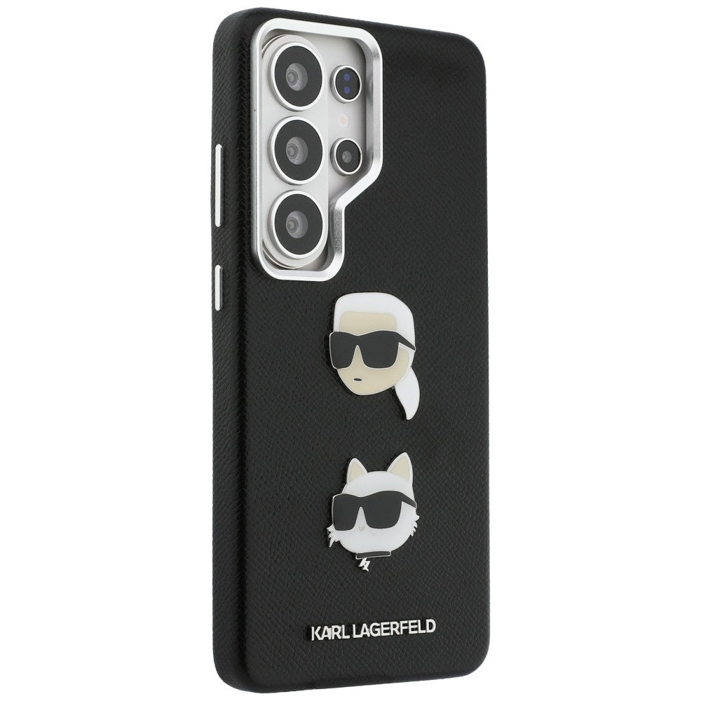 Hülle für Samsung Galaxy S26 Ultra S948, Karl Lagerfeld, Saffiano Karl & Choupette's Head Pin, Schwarz
