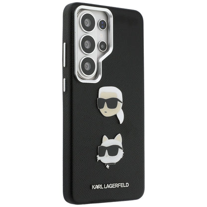 Hülle für Samsung Galaxy S26 Ultra S948, Karl Lagerfeld, Saffiano Karl & Choupette's Head Pin, Schwarz