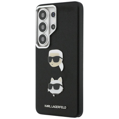 Hülle für Samsung Galaxy S26 Ultra S948, Karl Lagerfeld, Saffiano Karl & Choupette's Head Pin, Schwarz