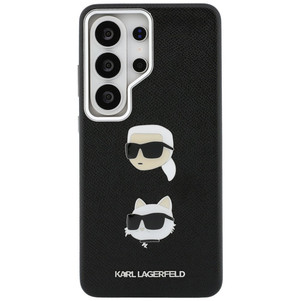 Hülle für Samsung Galaxy S26 Ultra S948, Karl Lagerfeld, Saffiano Karl & Choupette's Head Pin, Schwarz