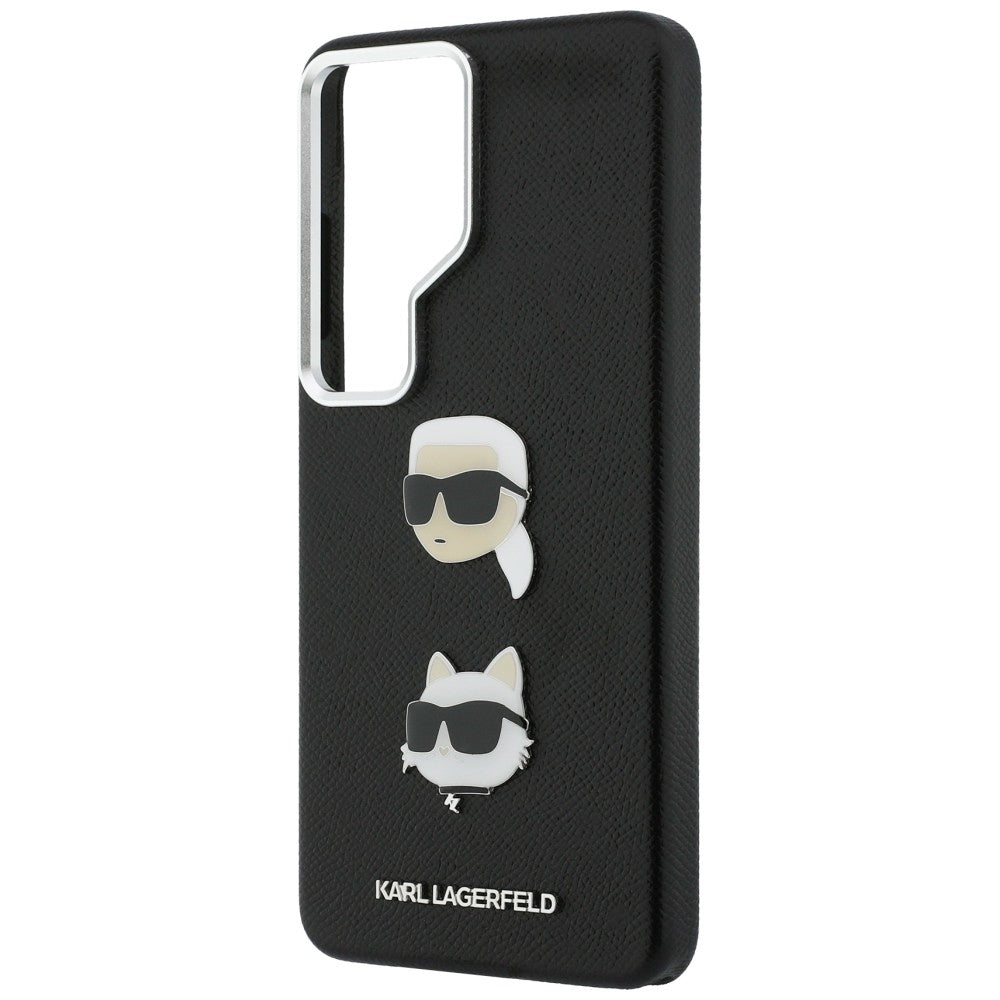 Hülle für Samsung Galaxy S26 Ultra S948, Karl Lagerfeld, Saffiano Karl & Choupette's Head Pin, Schwarz