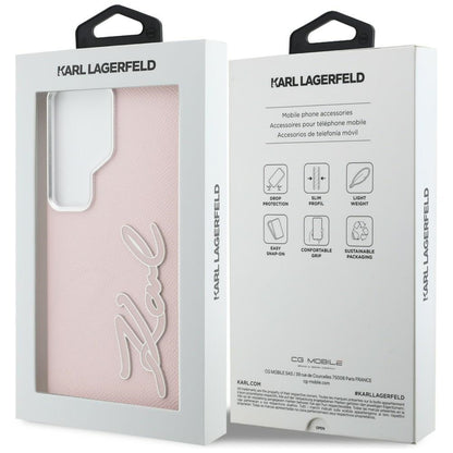 Hülle für Samsung Galaxy S26 Ultra S948, Karl Lagerfeld, Signature Resin Logo, Rosa