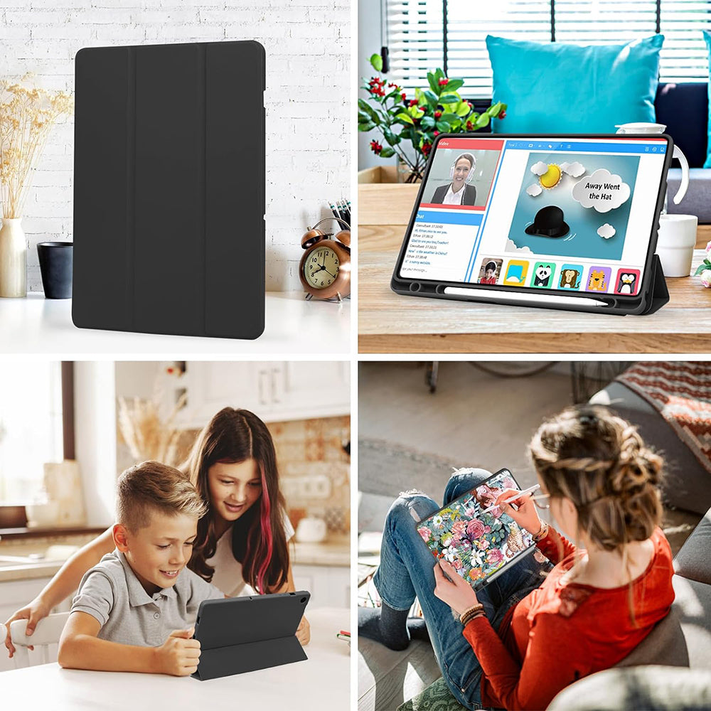 Hülle für Samsung Galaxy Tab A11 / Tab A9, Techsuit, Flex Trifold, Schwarz