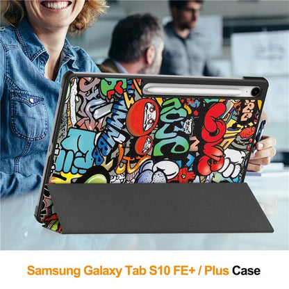 Hülle für Samsung Galaxy Tab S10 FE+, Techsuit, FoldPro Urban Vibe, Mehrfarbig