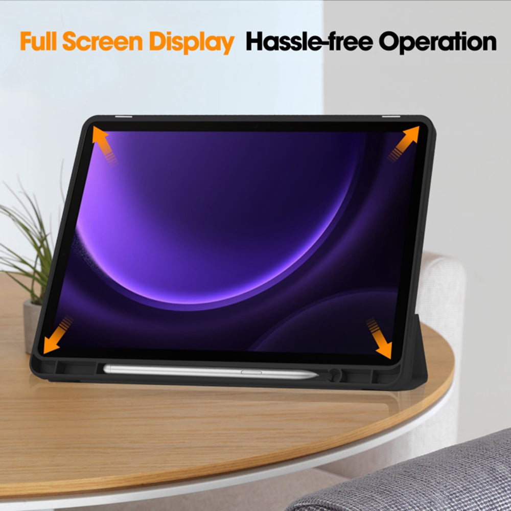 Hülle für Samsung Galaxy Tab S10 FE / Tab S9 FE, Techsuit, Flex Trifold, Schwarz