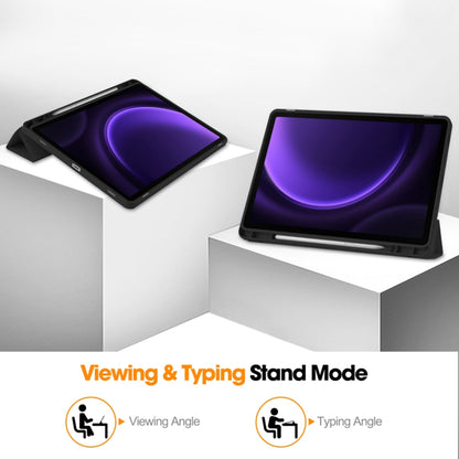 Hülle für Samsung Galaxy Tab S10 FE / Tab S9 FE, Techsuit, Flex Trifold, Schwarz