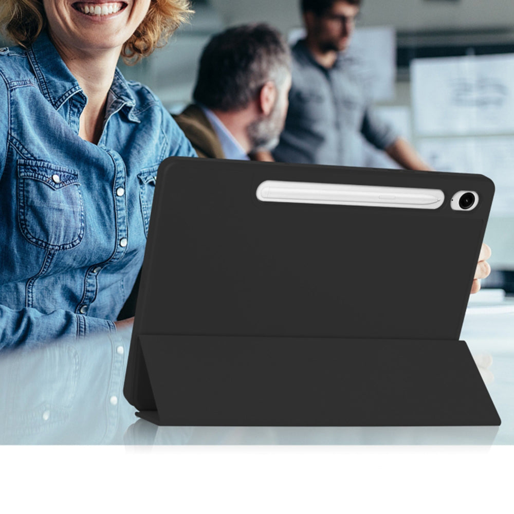 Hülle für Samsung Galaxy Tab S10 FE / Tab S9 FE, Techsuit, Flex Trifold, Schwarz