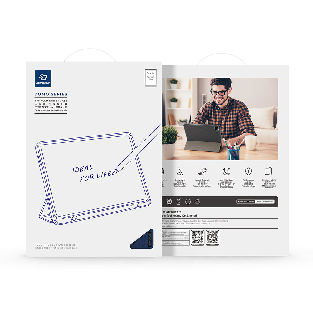 Hülle für Samsung Galaxy Tab S12 Plus, DUX DUCIS, Domo mit Stifthalter, Blau
