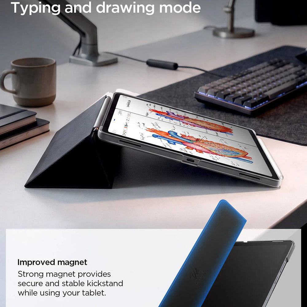 Hülle für Samsung Galaxy Tab S12 Plus, Spigen, Liquid Air Folio, Schwarz ACS11828