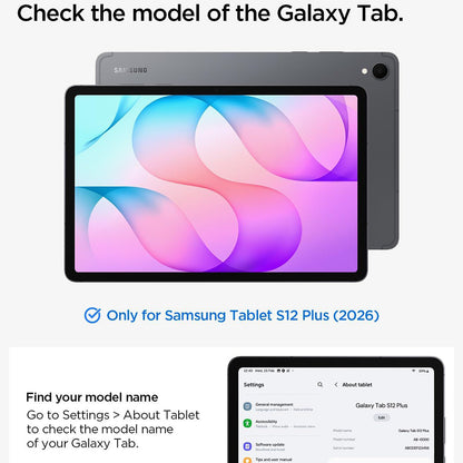 Hülle für Samsung Galaxy Tab S12 Plus, Spigen, Liquid Air Folio, Schwarz ACS11828