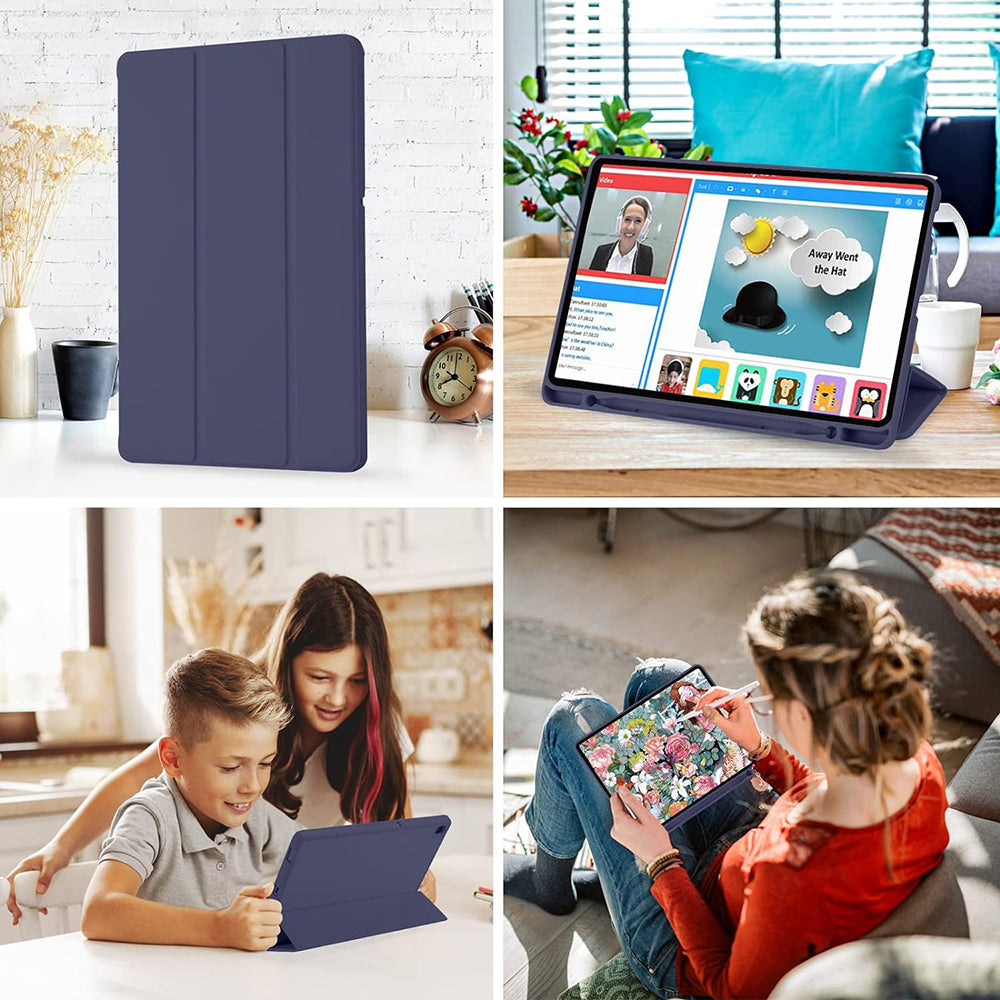 Hülle für Samsung Galaxy Tab S6 Lite (2024) / Tab S6 Lite (2022) / Tab S6 Lite (2020), Techsuit, Flex Trifold, Marineblau