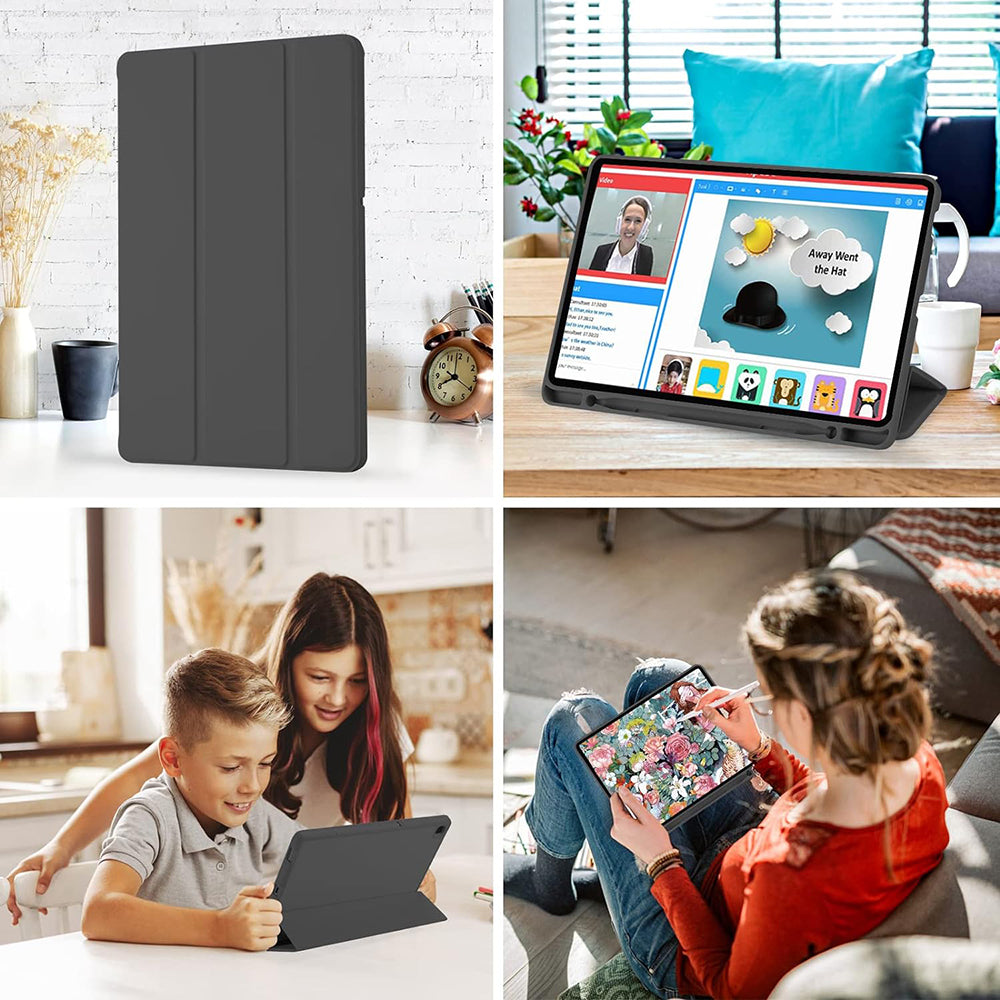 Hülle für Samsung Galaxy Tab S6 Lite (2024) / Tab S6 Lite (2022) / Tab S6 Lite (2020), Techsuit, Flex Trifold, Schwarz
