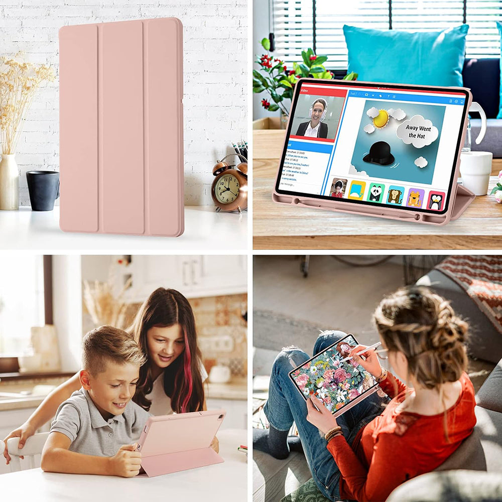 Hülle für Samsung Galaxy Tab S6 Lite (2024) / Tab S6 Lite (2022) / Tab S6 Lite (2020), Techsuit, Flex Trifold, Rosa