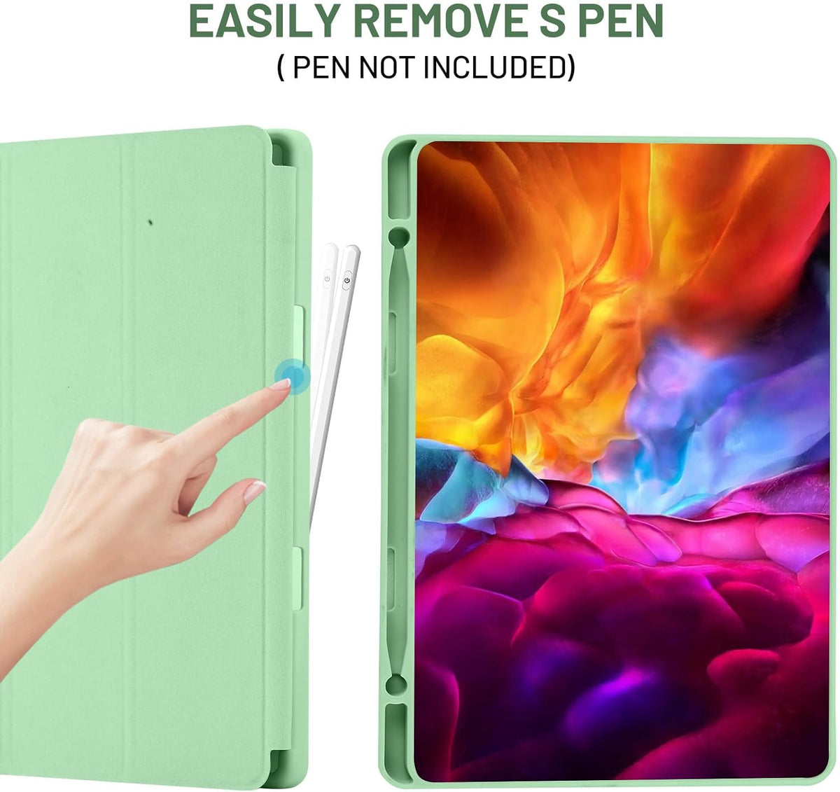 Hülle für Samsung Galaxy Tab S6 Lite (2024) / Tab S6 Lite (2022) / Tab S6 Lite (2020), Techsuit, Flex Trifold, Matcha Grün