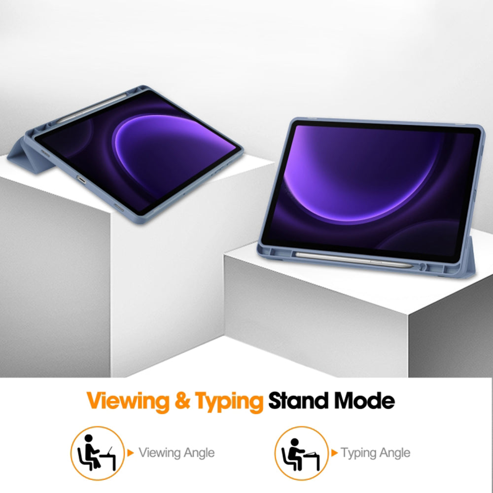 Hülle für Samsung Galaxy Tab S9 FE / Tab S9 / Tab S10 FE, Techsuit, Flex Trifold, Lila