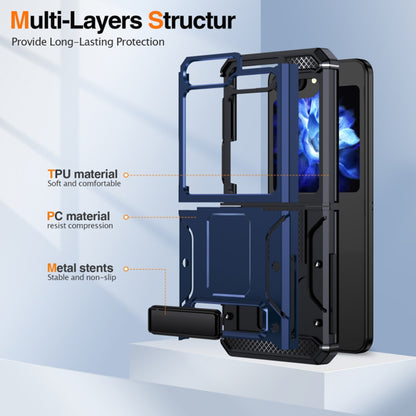 Hülle für Samsung Galaxy Z Flip5 F731, Techsuit, Hybrid Armor Kickstand, Blau