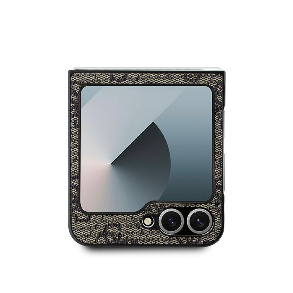 Hülle für Samsung Galaxy Z Flip7 F766, Guess, 4G Metal Logo, Braun