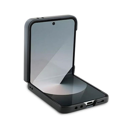 Hülle für Samsung Galaxy Z Flip7 FE F761 / Z Flip6 F741, Karl Lagerfeld, Saffiano Karl & Choupette Metal, Schwarz