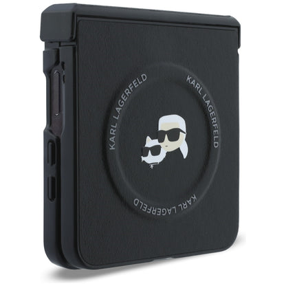 Hülle für Samsung Galaxy Z Flip8 F776, Karl Lagerfeld, Karl & Choupette Head Pin, Schwarz