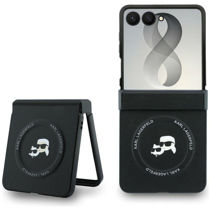 Hülle für Samsung Galaxy Z Flip8 F776, Karl Lagerfeld, Karl & Choupette Head Pin, Schwarz