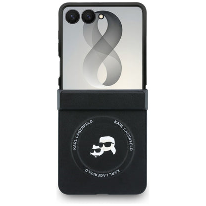 Hülle für Samsung Galaxy Z Flip8 F776, Karl Lagerfeld, Karl & Choupette Head Pin, Schwarz