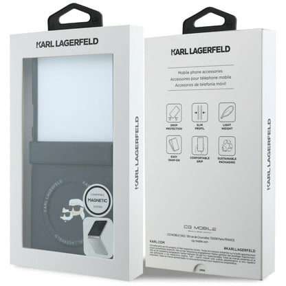 Hülle für Samsung Galaxy Z Flip8 F776, Karl Lagerfeld, Karl & Choupette Head Pin, Schwarz