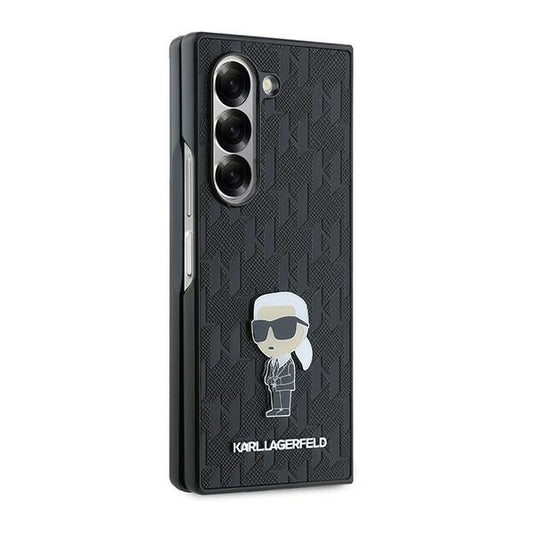 Hülle für Samsung Galaxy Z Fold6 F956, Karl Lagerfeld, Saffiano Monogram Ikonik, Schwarz