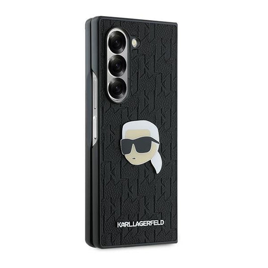Hülle für Samsung Galaxy Z Fold6 F956, Karl Lagerfeld, Saffiano Monogram Karl's Head Metal, Schwarz