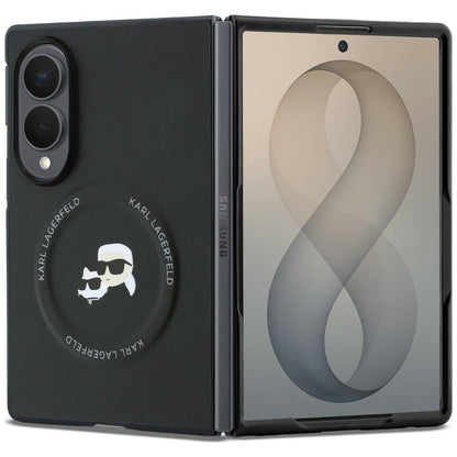 Hülle für Samsung Galaxy Z Fold8 F971, Karl Lagerfeld, Karl & Choupette Head Pin, Schwarz