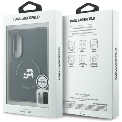 Hülle für Samsung Galaxy Z Fold8 F971, Karl Lagerfeld, Karl & Choupette Head Pin, Schwarz