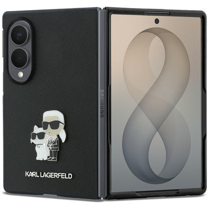 Case for Samsung Galaxy Z Fold8 F971, Karl Lagerfeld, Saffiano Karl & Choupette Metal Pin, Black