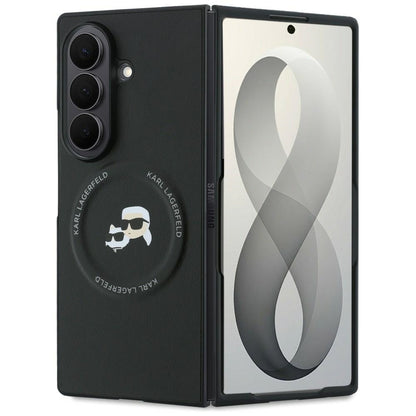 Hülle für Samsung Galaxy Z Fold8 Ultra F976, Karl Lagerfeld, Karl & Choupette Head Pin, Schwarz