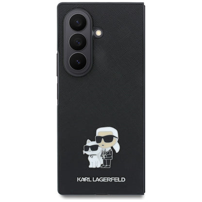 Case for Samsung Galaxy Z Fold8 Ultra F976, Karl Lagerfeld, Saffiano Karl & Choupette Metal Pin, Black