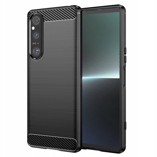 Hülle für Sony Xperia 1 V, Techsuit, Carbon, Schwarz