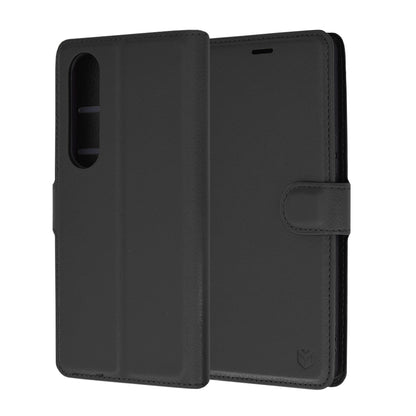 Hülle für Sony Xperia 1 VI, Techsuit, Leder-Folio, Schwarz