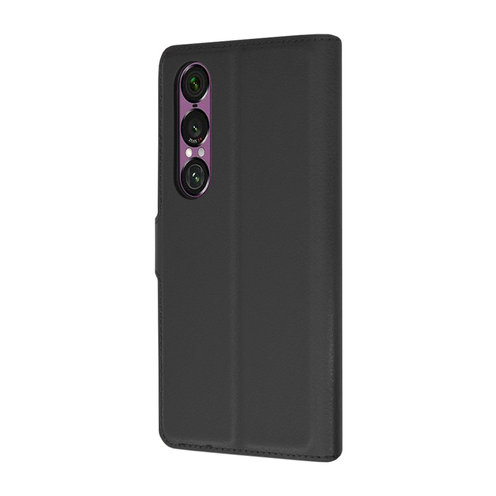 Hülle für Sony Xperia 1 VI, Techsuit, Leder-Folio, Schwarz