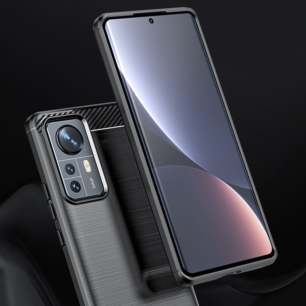 Hülle für Xiaomi 12X / 12, Techsuit, Carbon, Schwarz