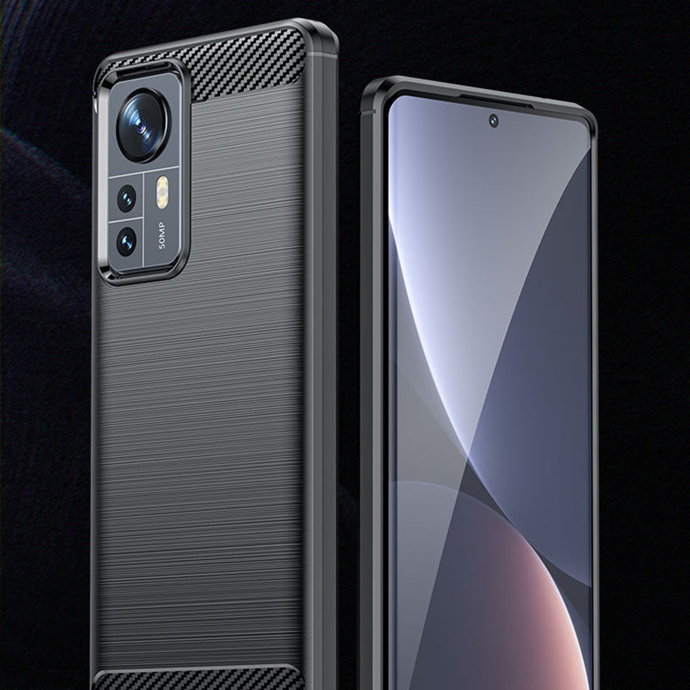 Hülle für Xiaomi 12X / 12, Techsuit, Carbon, Schwarz
