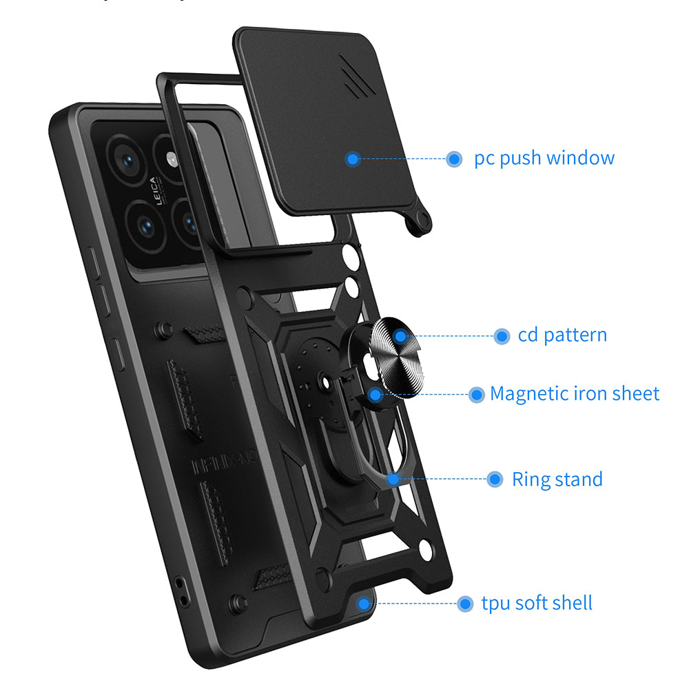 Hülle für Xiaomi 14T Pro, Techsuit, CamShield, Schwarz