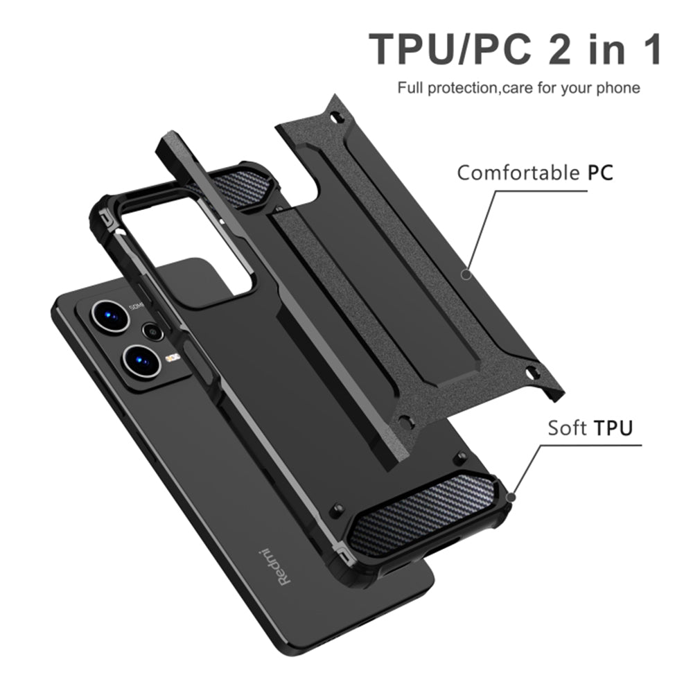Hülle für Xiaomi Poco C65 / Redmi 13C, Techsuit, Hybrid Armor, Schwarz