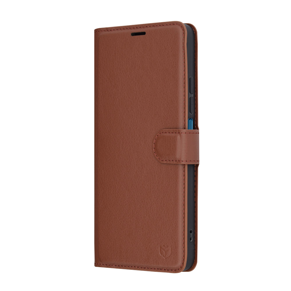 Hülle für Xiaomi Poco C75 / Redmi 14C, Techsuit, Leder-Folio, Braun