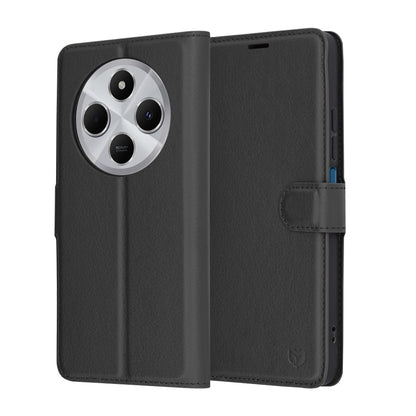 Hülle für Xiaomi Poco C75 / Redmi 14C, Techsuit, Leder-Folio, Schwarz