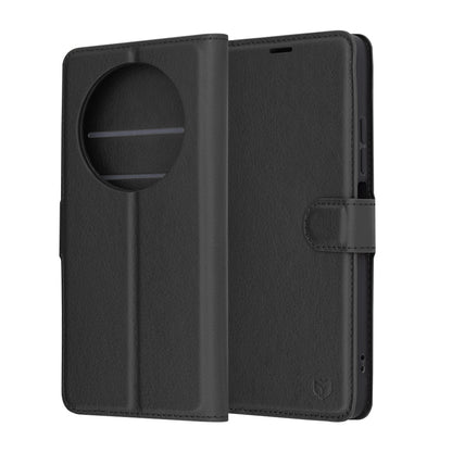 Hülle für Xiaomi Poco C75 / Redmi 14C, Techsuit, Leder-Folio, Schwarz