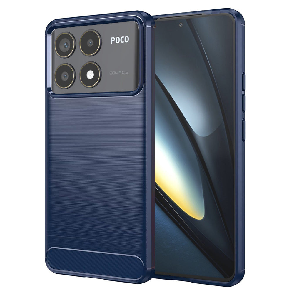 Hülle für Xiaomi Poco F6 Pro, Techsuit, Carbon, Blau