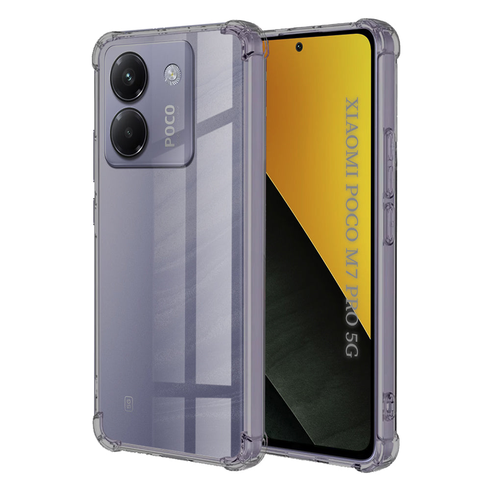 Hülle für Xiaomi Poco M7 Pro 5G, Techsuit, stoßfest klar, rauchfarben