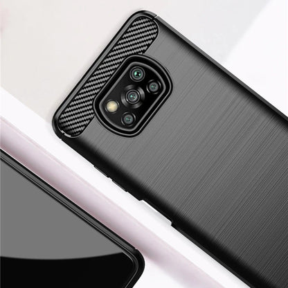Hülle für Xiaomi Poco X3 Pro / X3 NFC / X3, Techsuit, Carbon, Schwarz