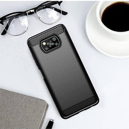 Hülle für Xiaomi Poco X3 Pro / X3 NFC / X3, Techsuit, Carbon, Schwarz