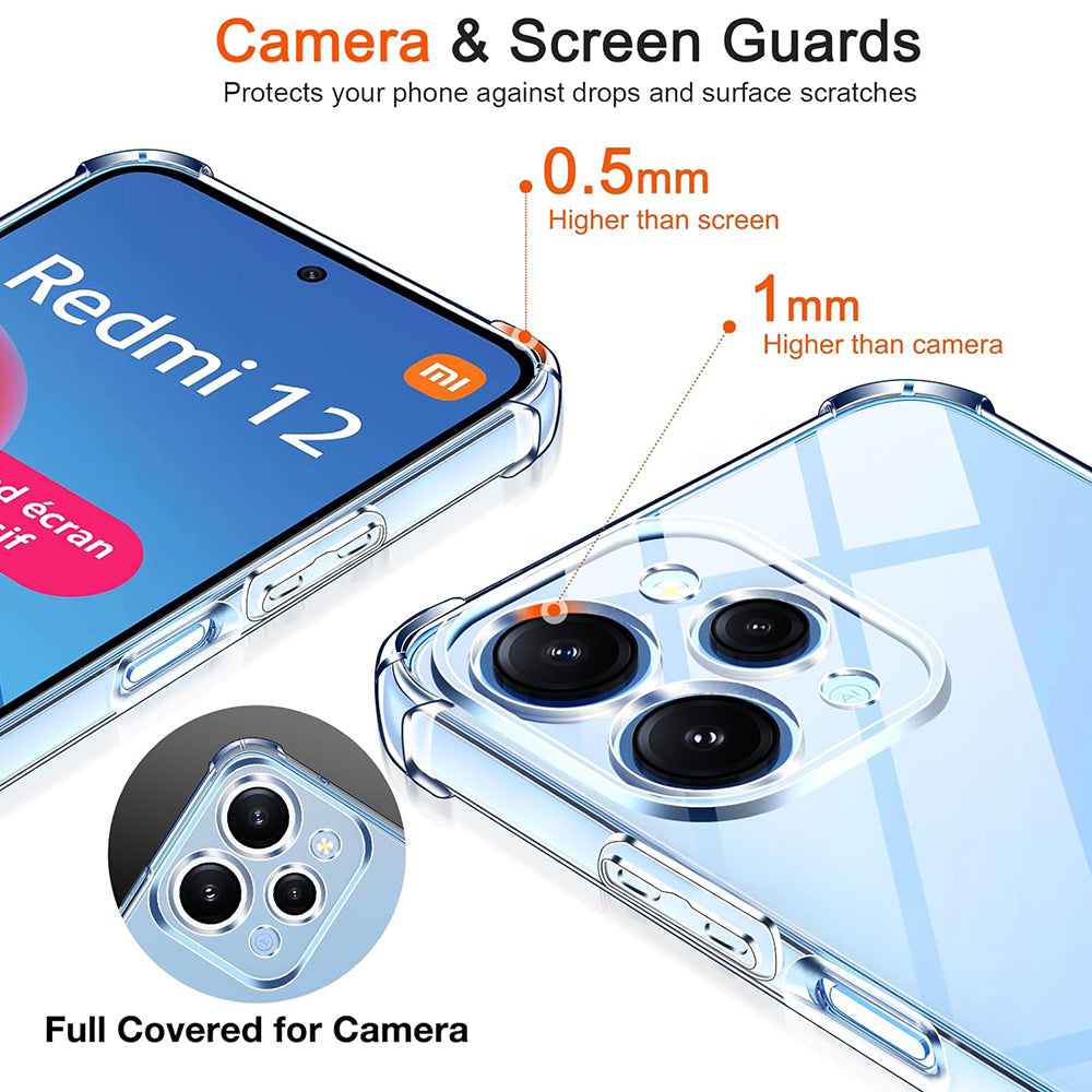 Hülle für Xiaomi Redmi 12 5G / 12, Techsuit, stoßfest klar, transparent